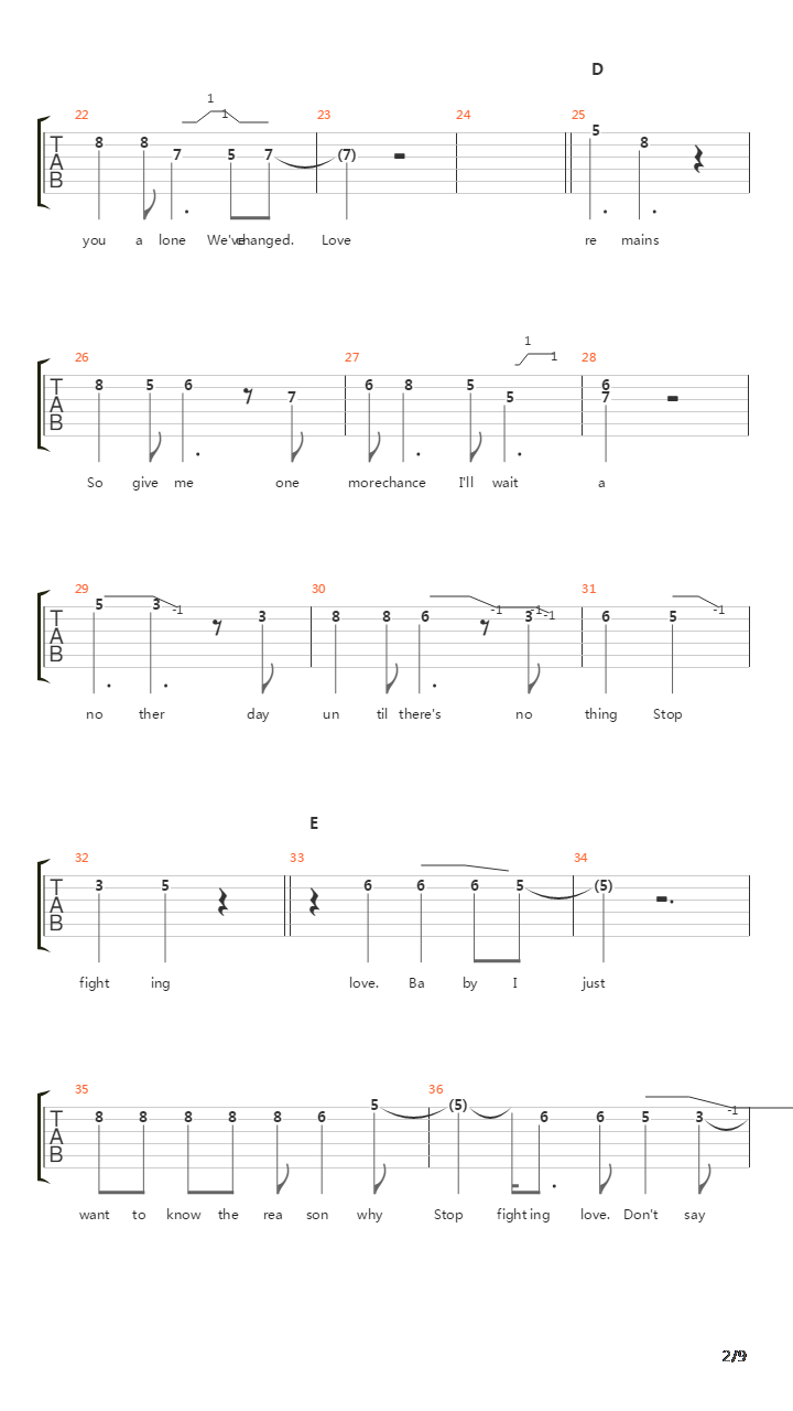 Stop Fighting Love吉他谱