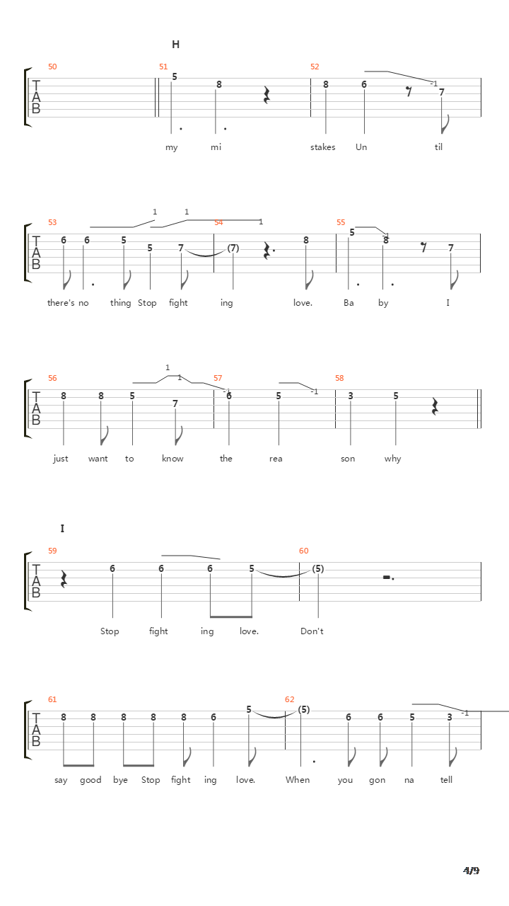 Stop Fighting Love吉他谱