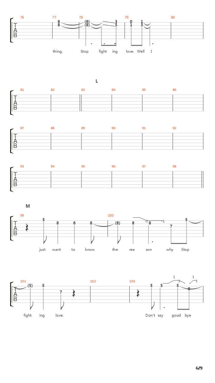 Stop Fighting Love吉他谱