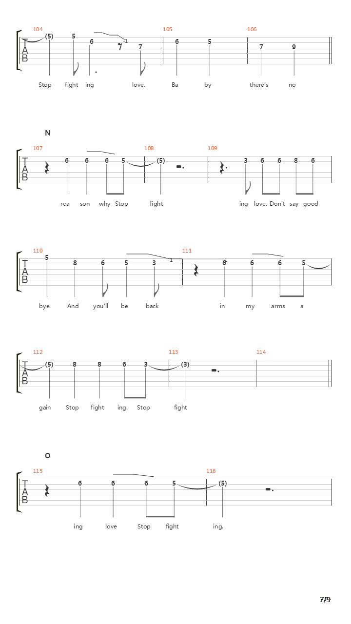 Stop Fighting Love吉他谱
