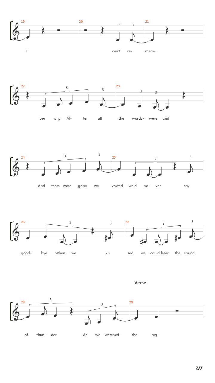 Walk Between The Raindrops吉他谱