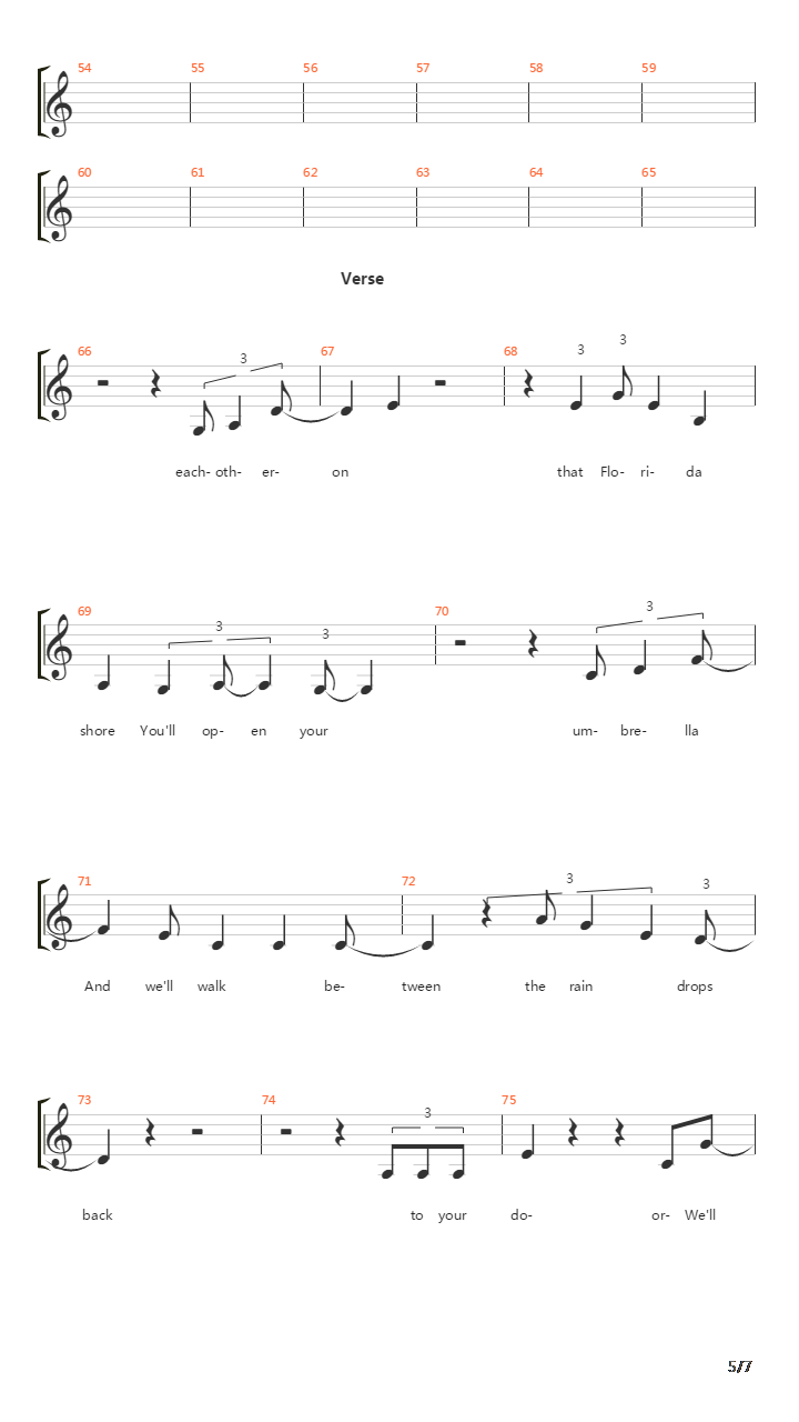 Walk Between The Raindrops吉他谱