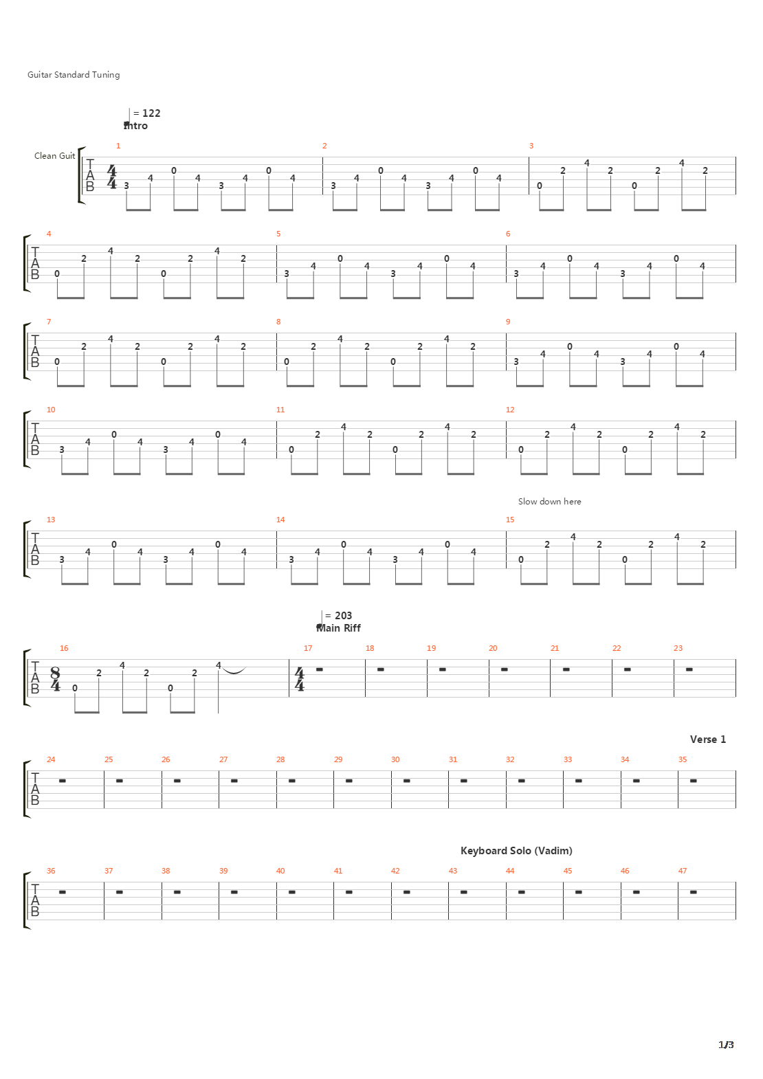 War吉他谱