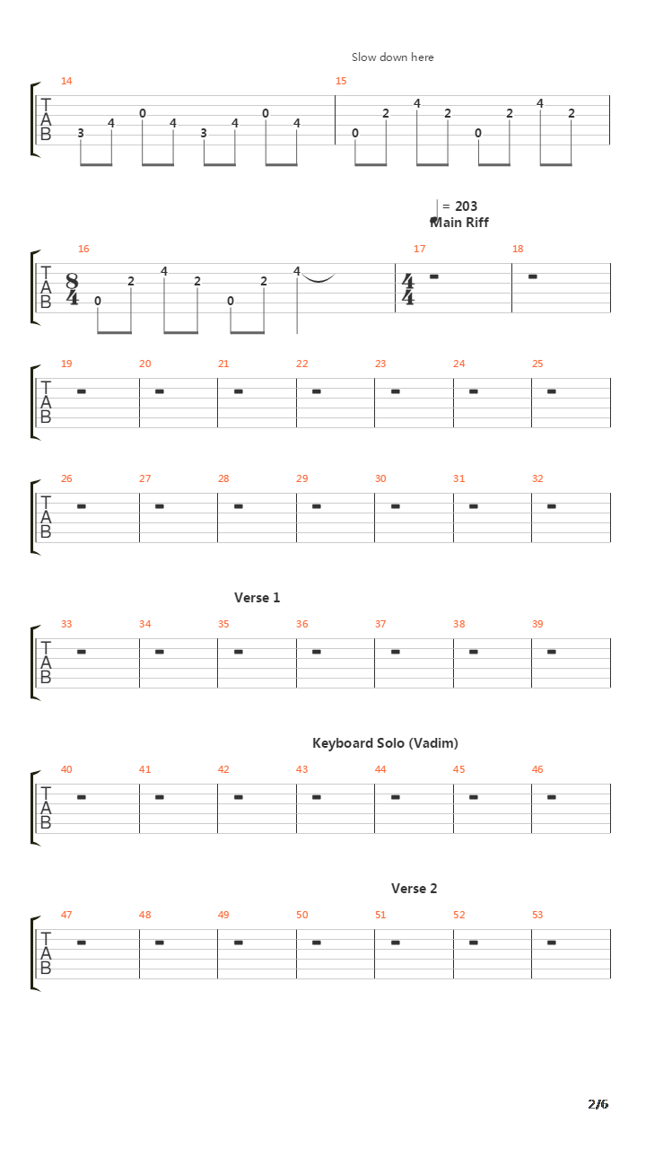 War吉他谱