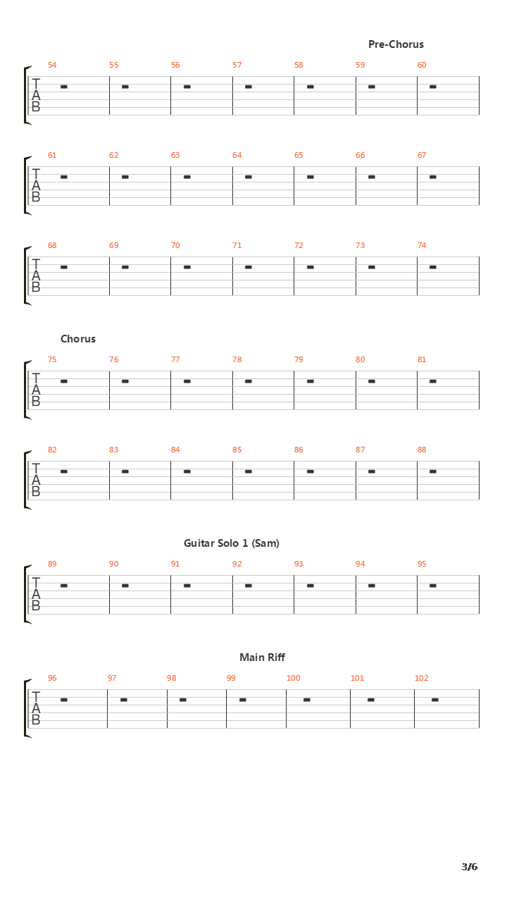 War吉他谱