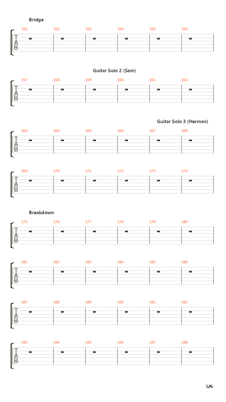 War吉他谱