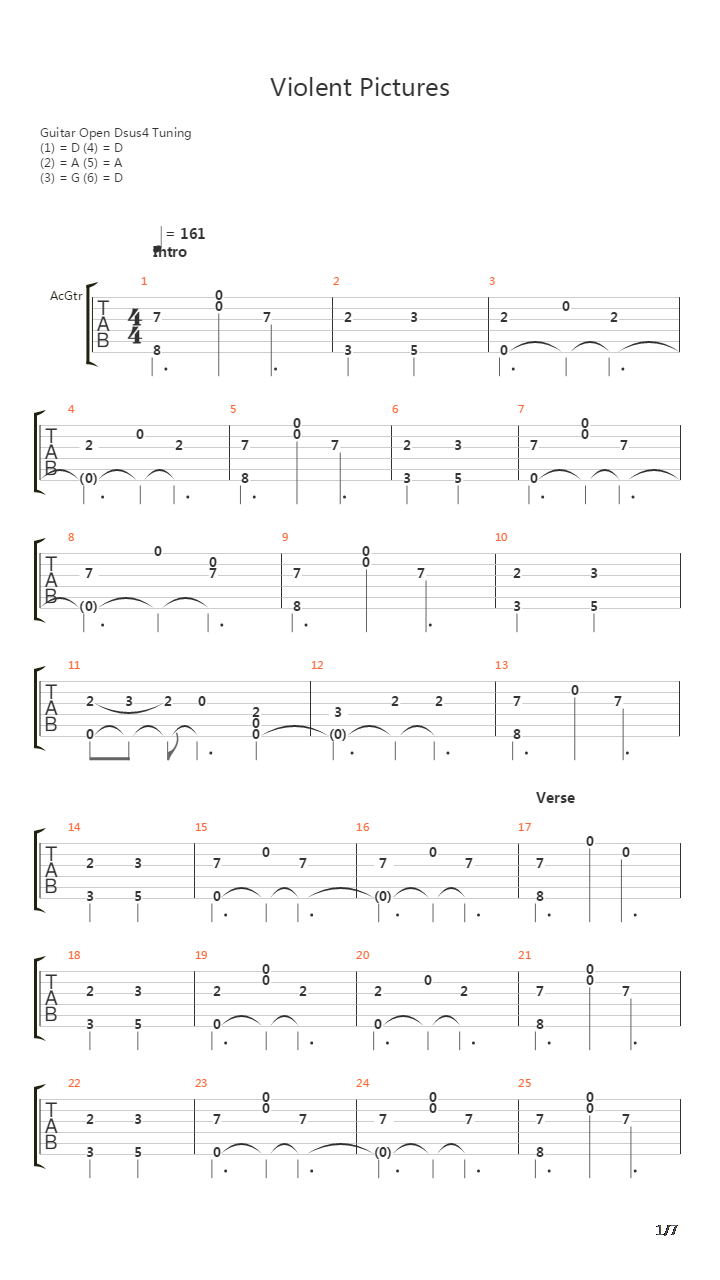 Violent Pictures吉他谱