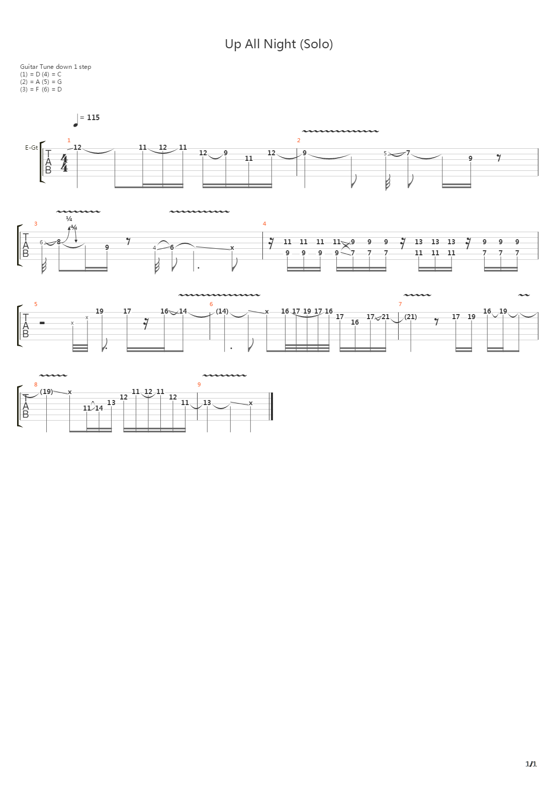 Up All Night solo吉他谱