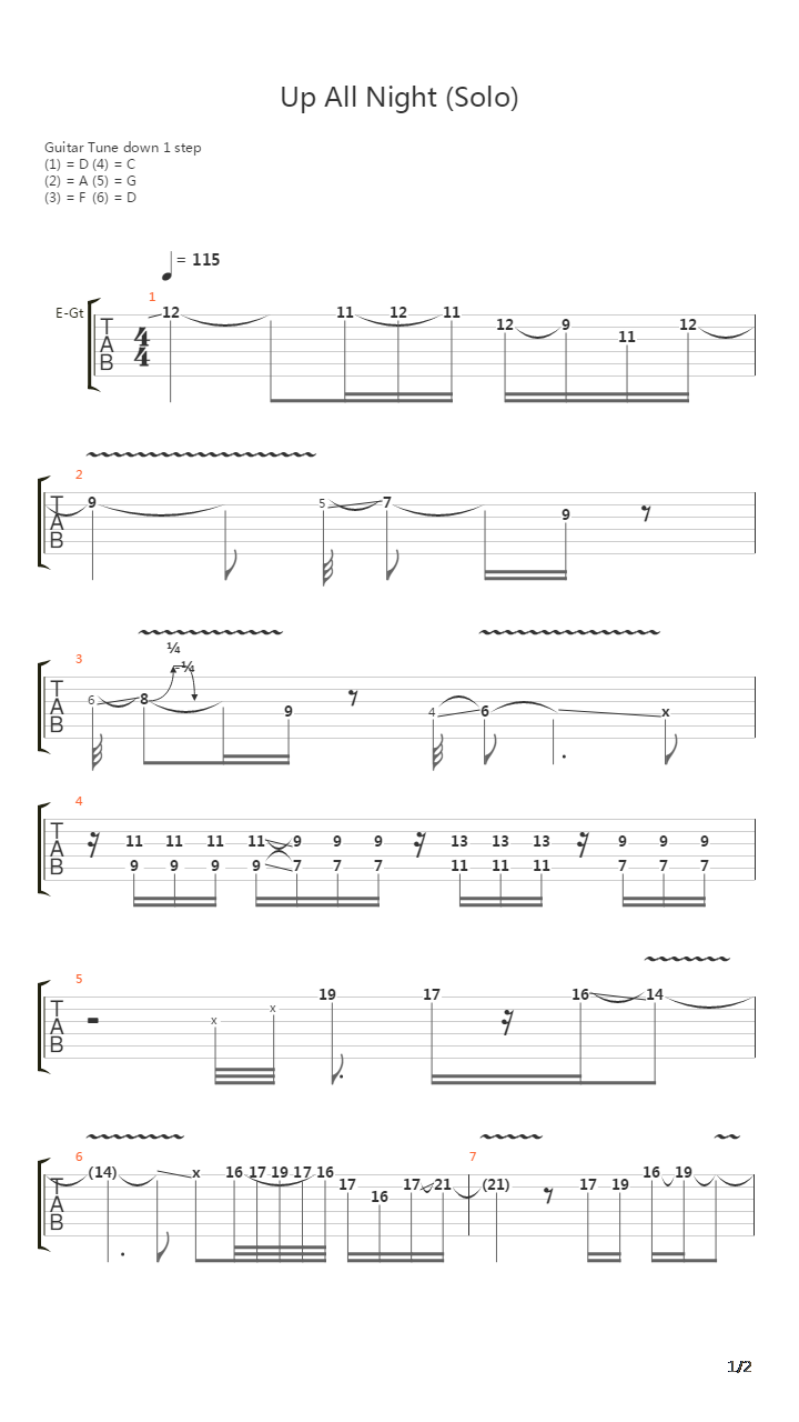 Up All Night solo吉他谱