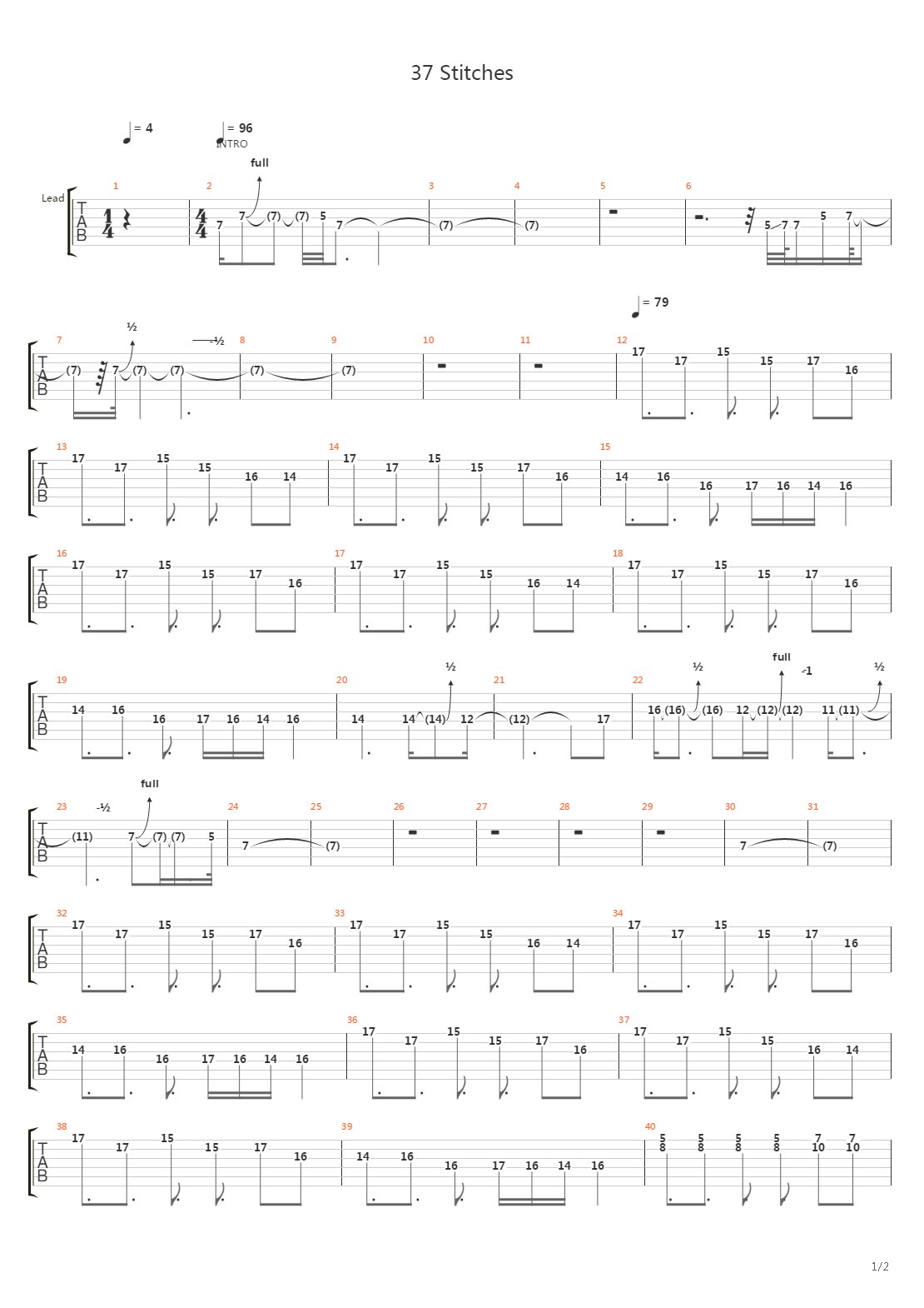 37 Stitches吉他谱