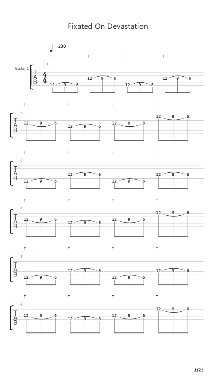 Fixated On Devastation吉他谱
