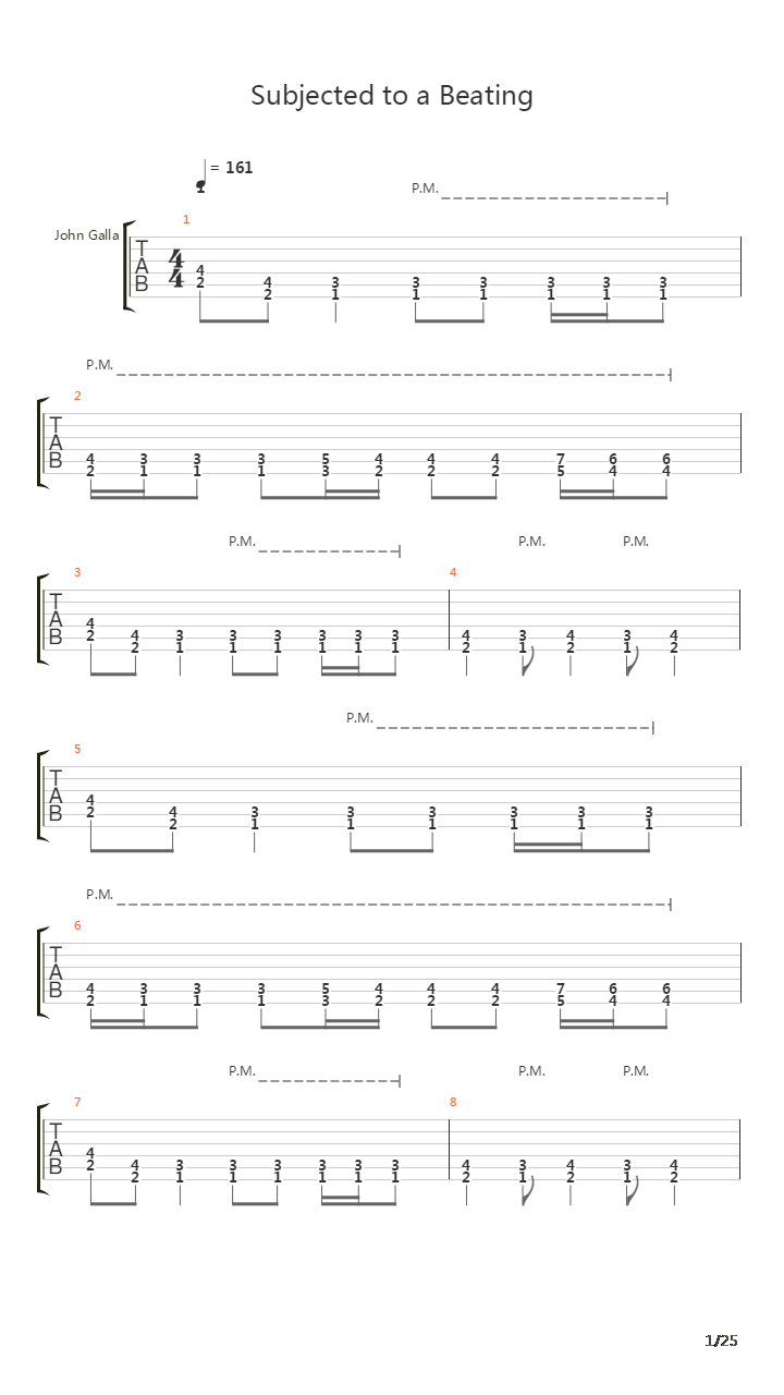 Subjected To A Beating吉他谱