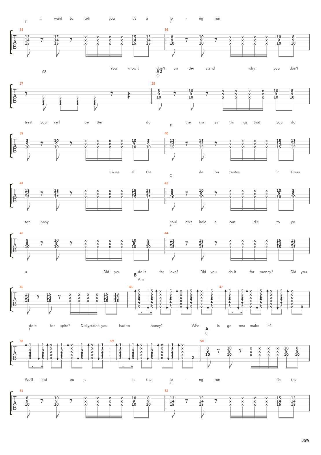 The Long Run吉他谱