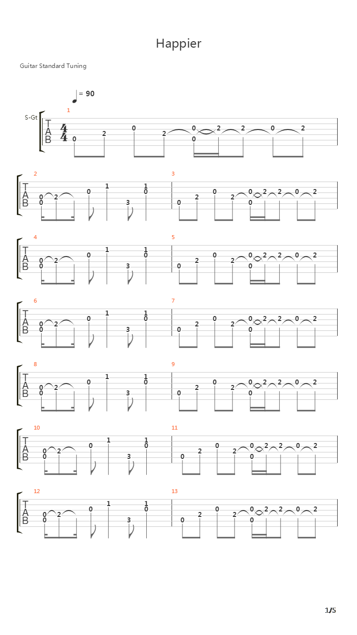 Happier吉他谱
