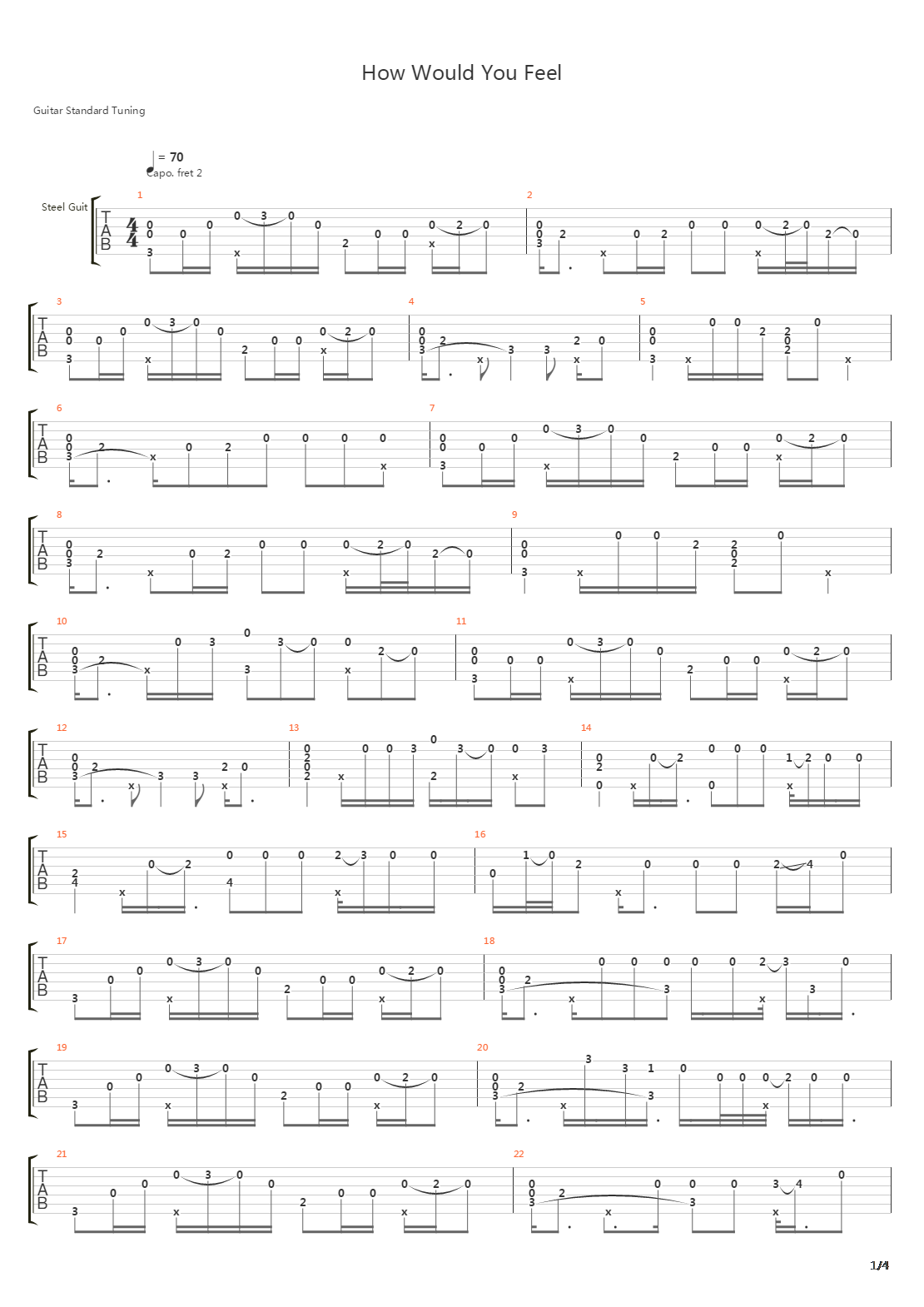 How Would You Feel吉他谱