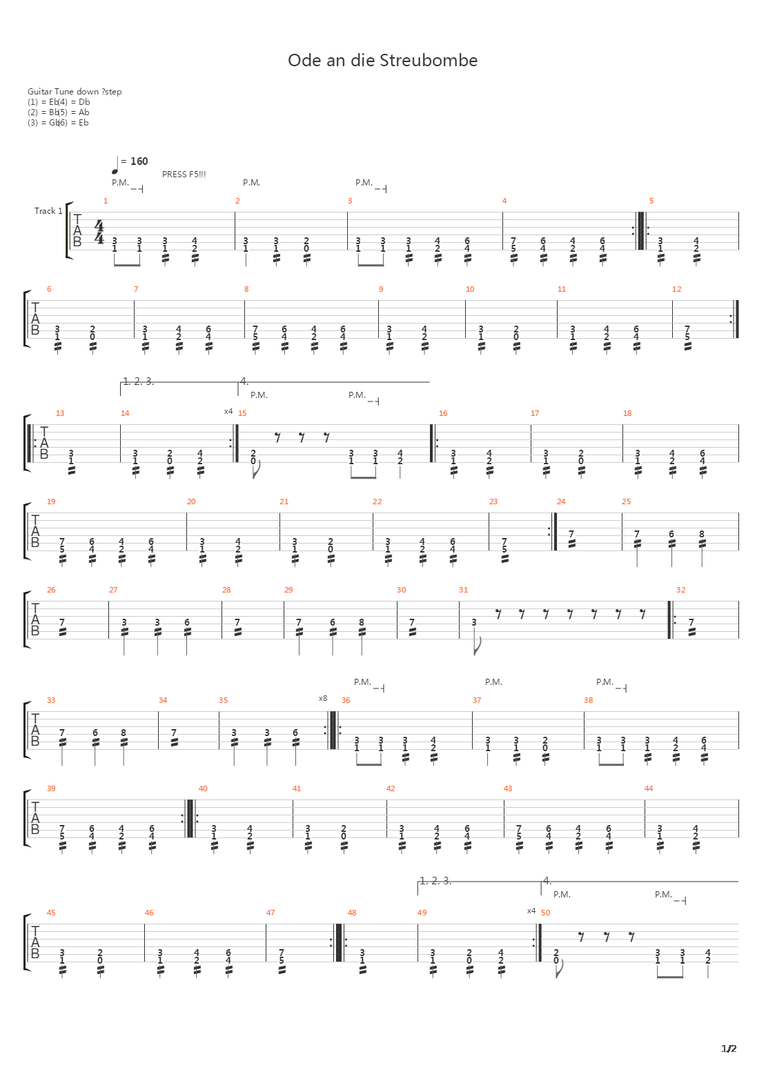 Ode An Die Streubombe吉他谱