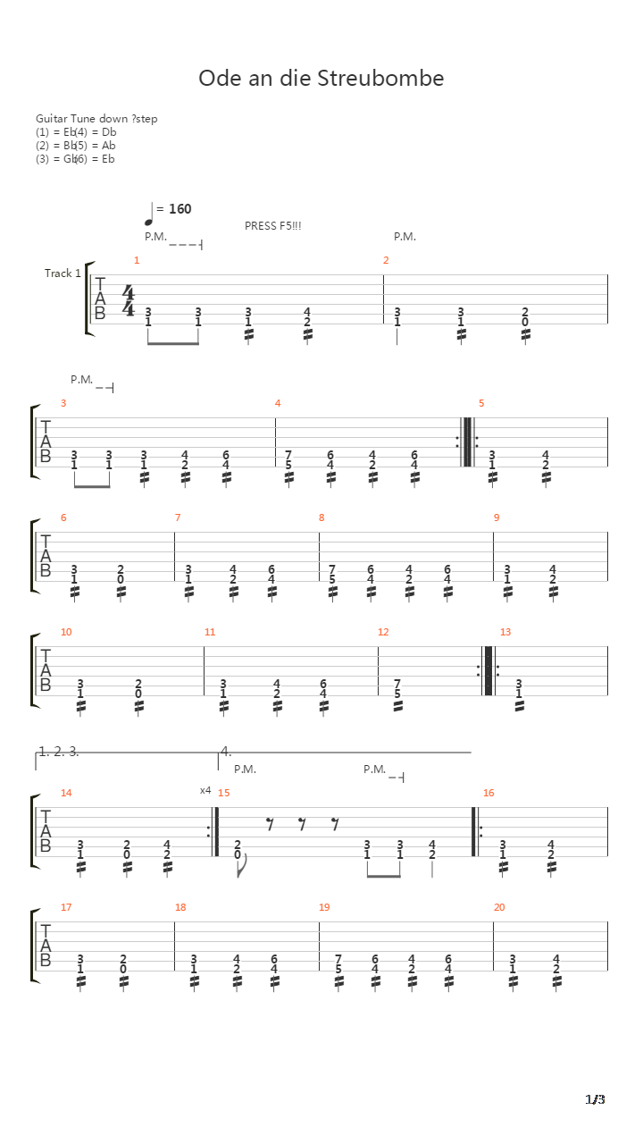 Ode An Die Streubombe吉他谱