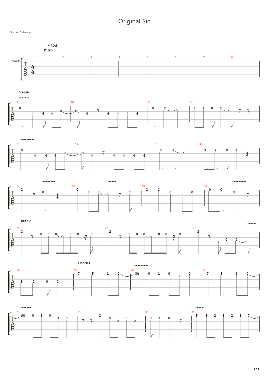 Original Sin吉他谱