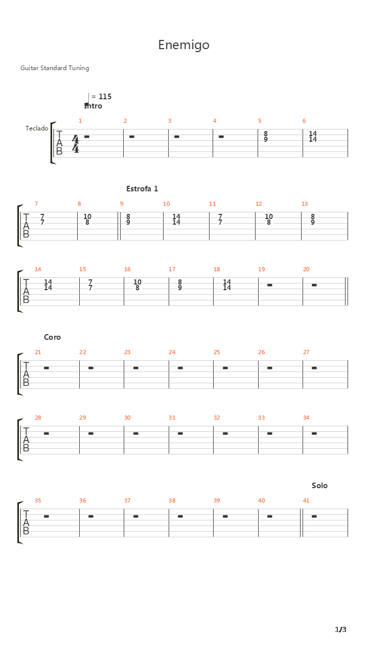 Enemigo吉他谱