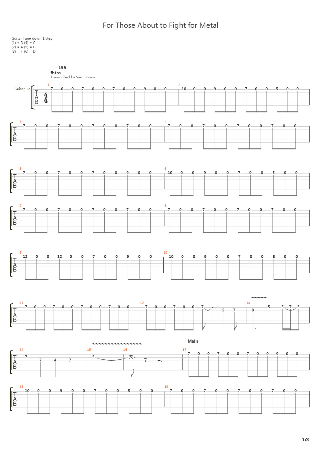 For Those About To Fight For Metal吉他谱