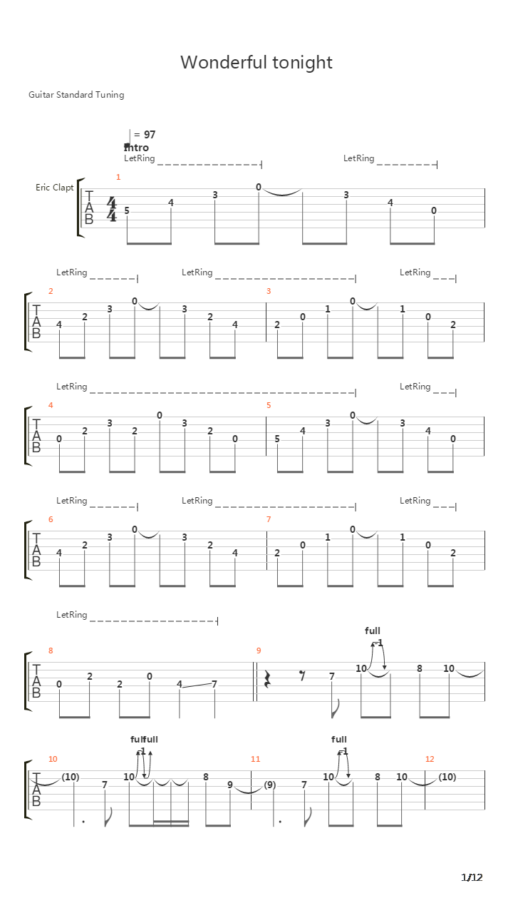 Wonderful Tonight吉他谱