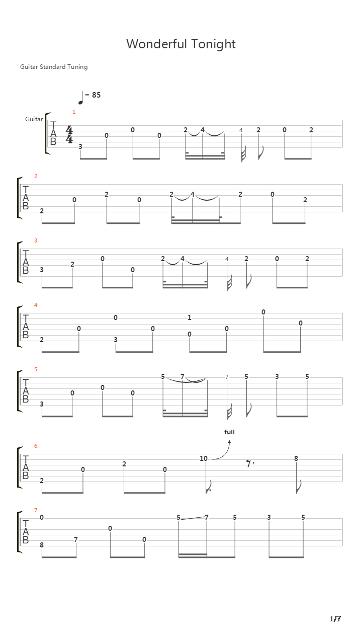 Wonderful Tonight吉他谱