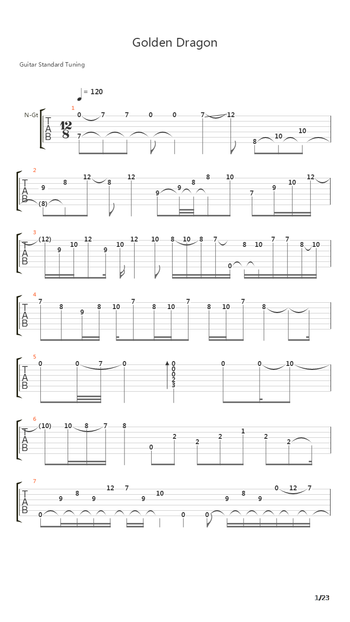 The Song Of The Golden Dragon吉他谱