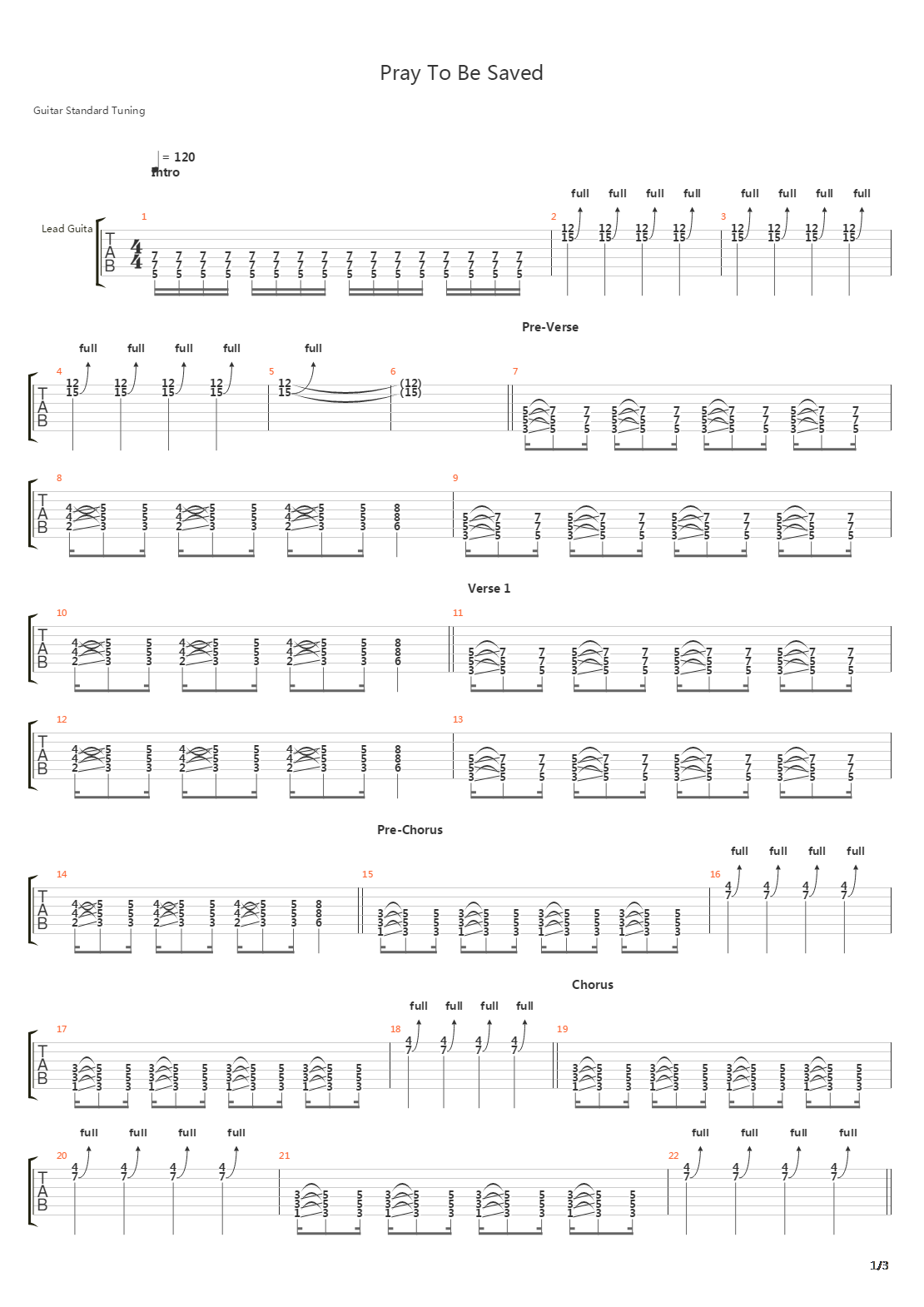 Pray To Be Saved吉他谱