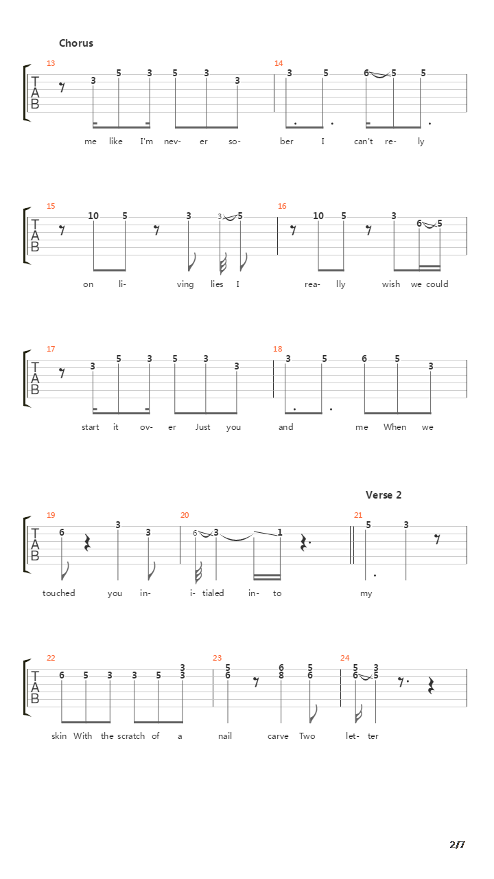 Two Letter Sins吉他谱