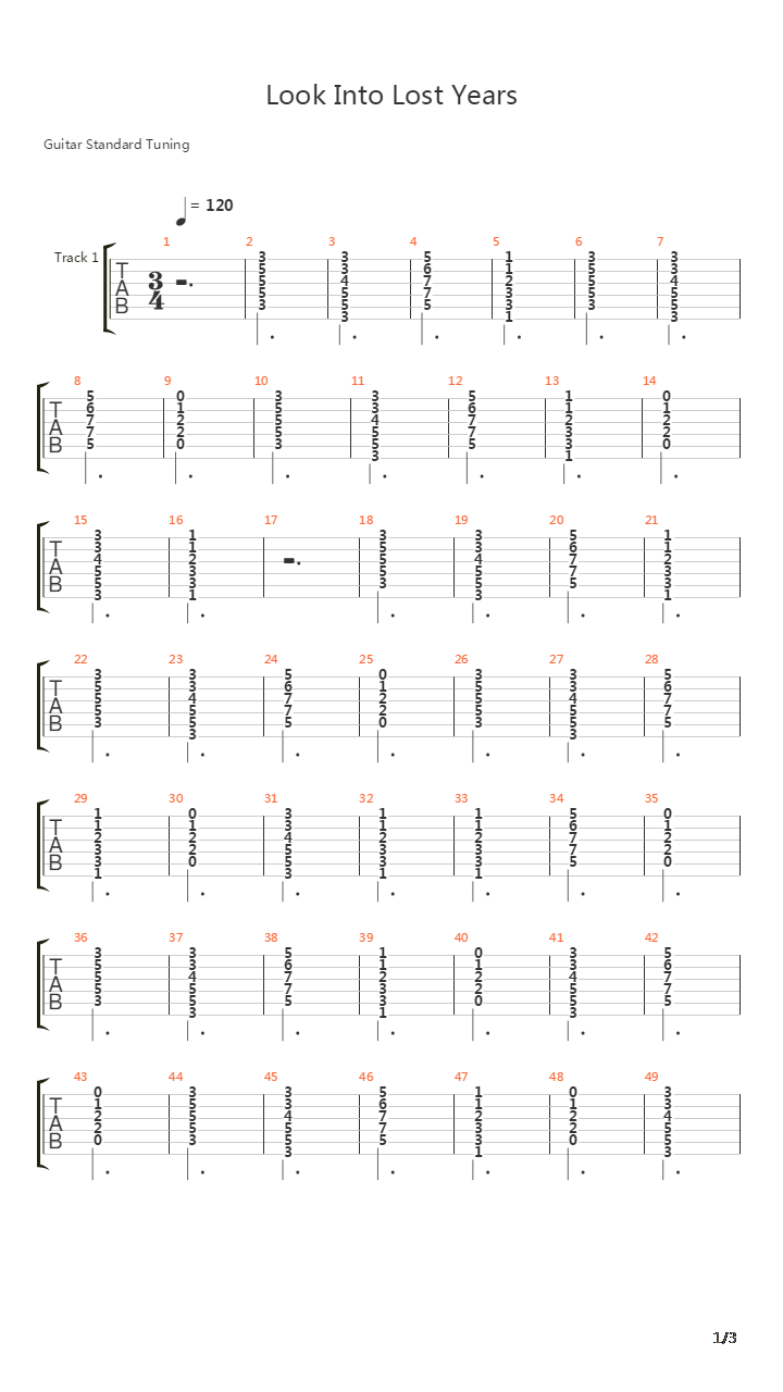 Look Into Lost Years吉他谱