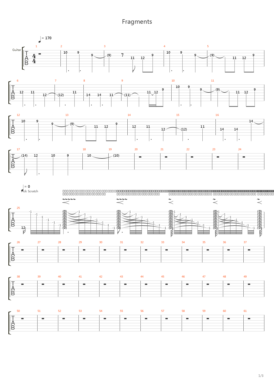 Fragments吉他谱