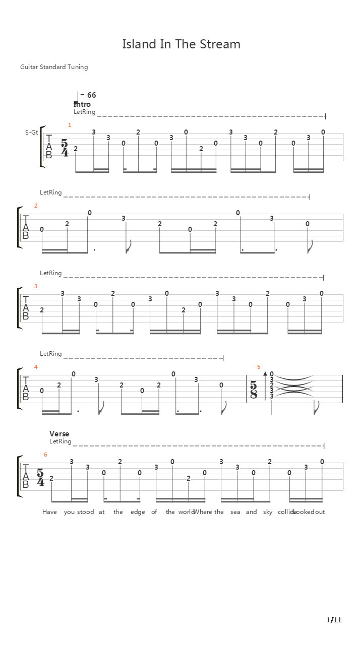 Island In The Stream吉他谱