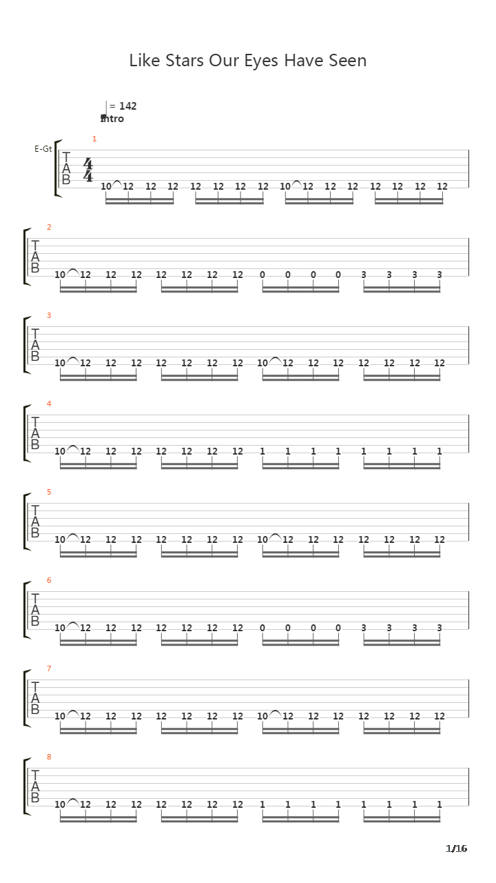 Like Stars Our Eyes Have Seen吉他谱