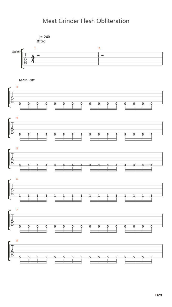 Meat Grinder Flesh Obliteration吉他谱