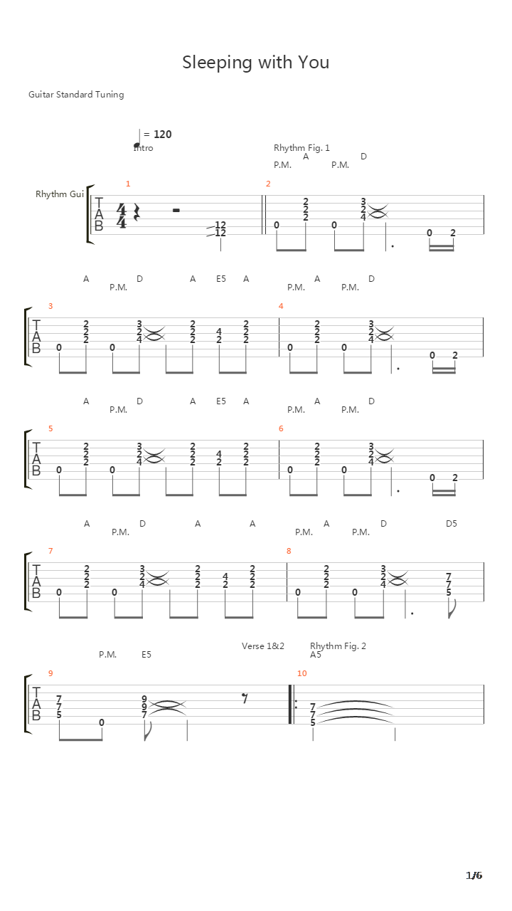 Sleeping With You吉他谱