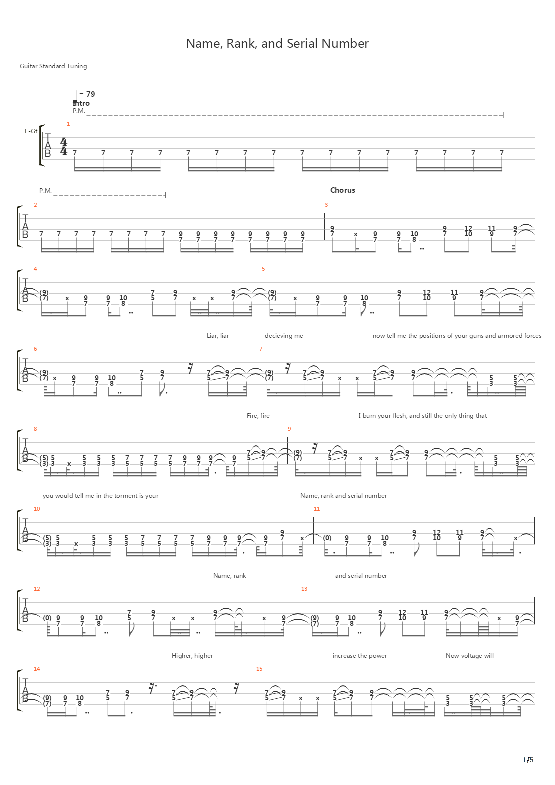 Name Rank And Serial Number吉他谱