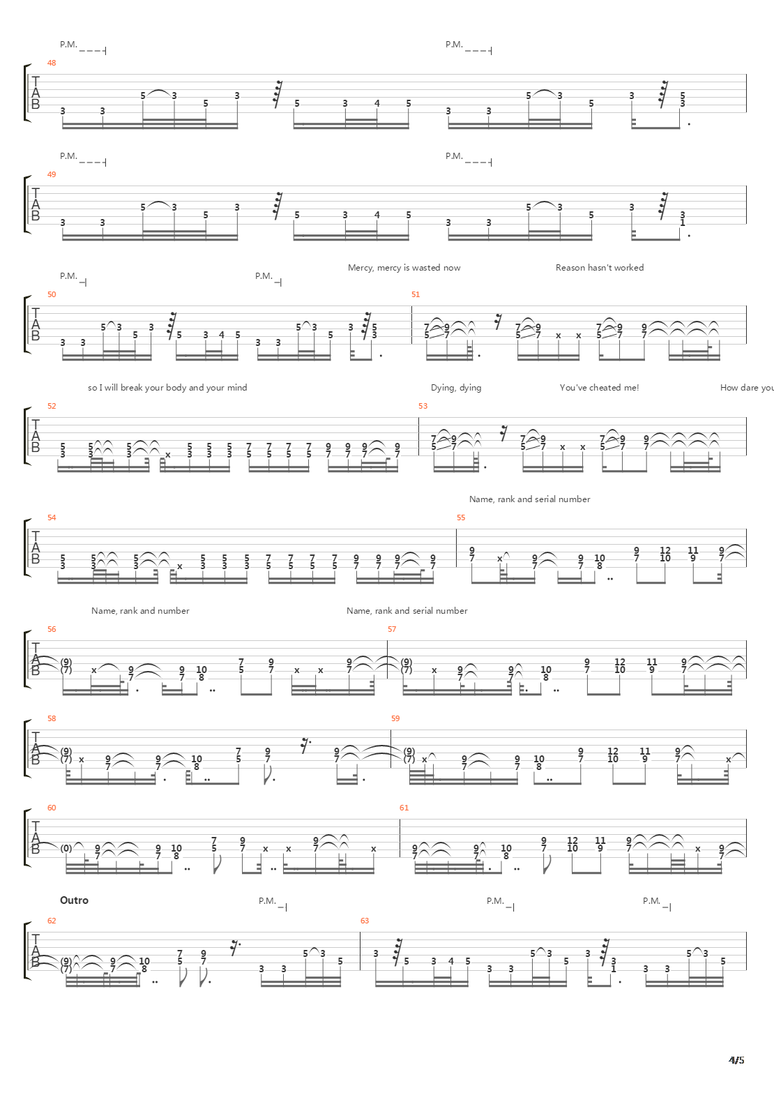 Name Rank And Serial Number吉他谱