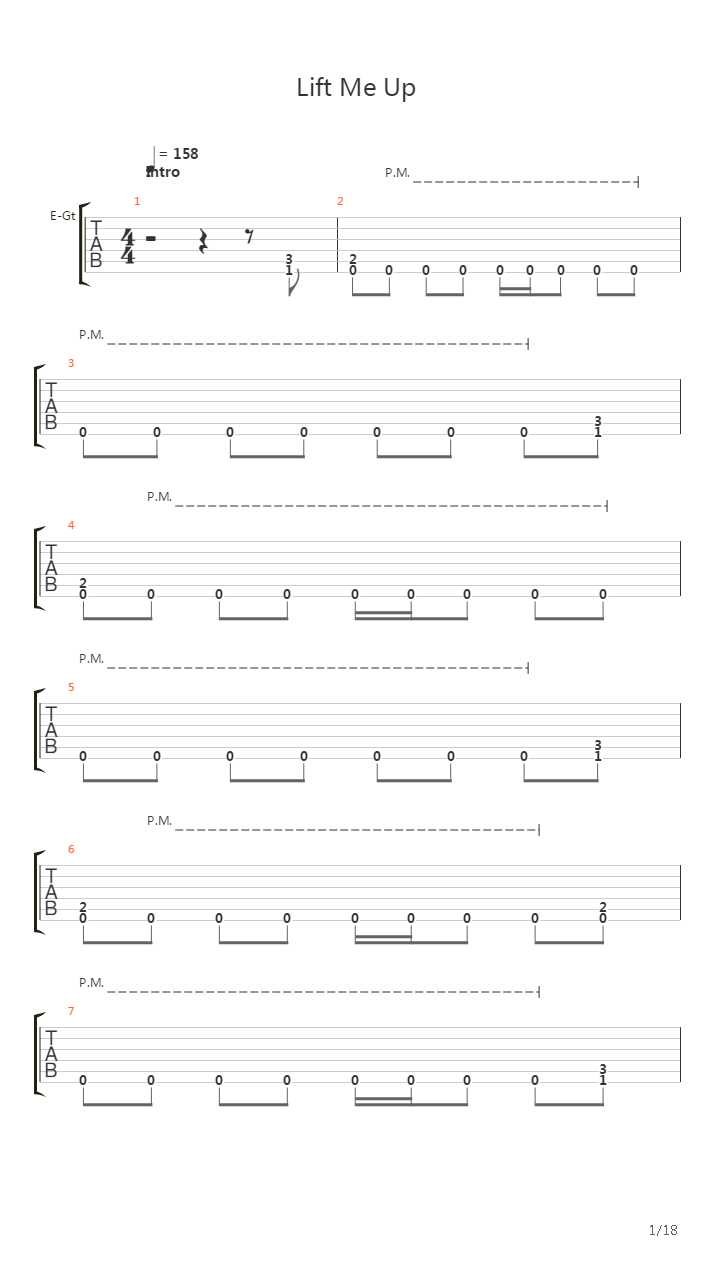 Lift Me Up吉他谱