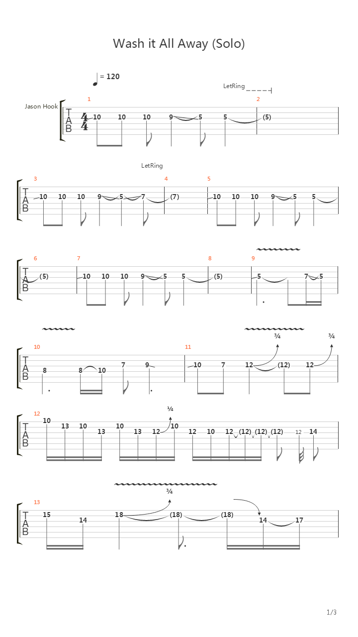 Wash It All Away吉他谱