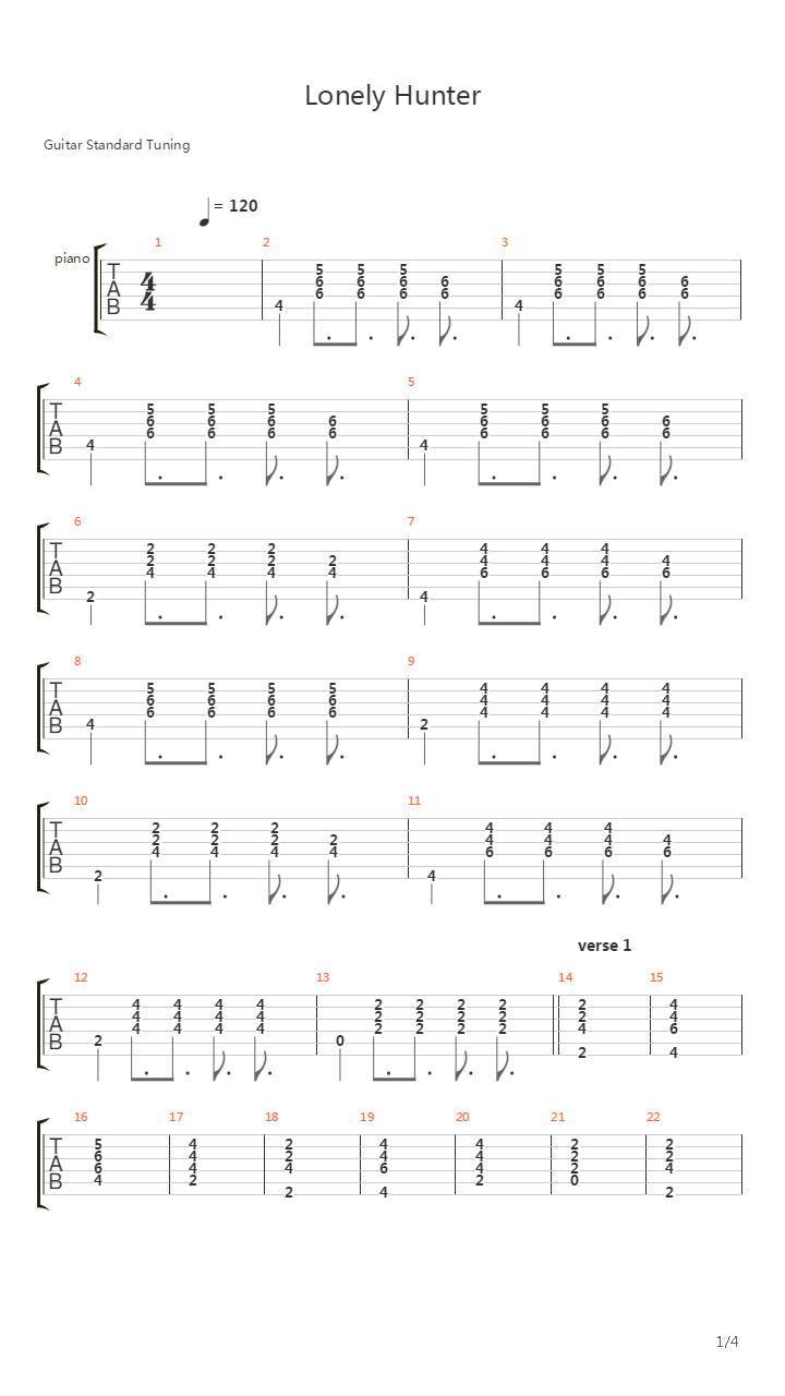 Lonely Hunter吉他谱