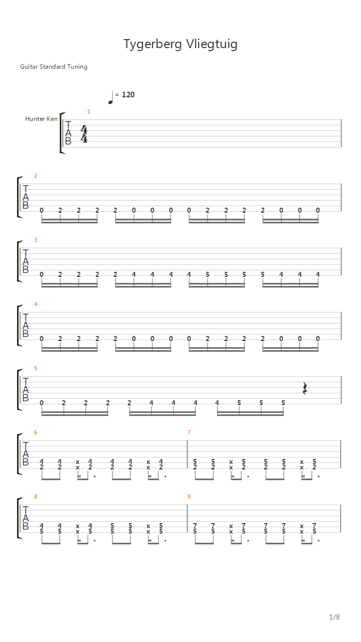 Tygerberg Vliegtuig吉他谱