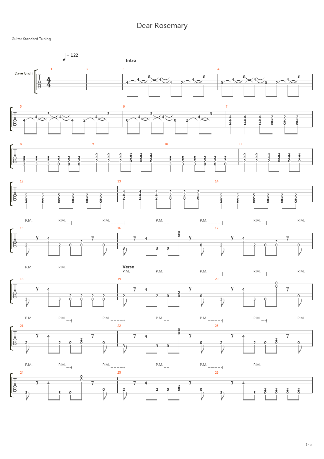 Dear Rosemary吉他谱