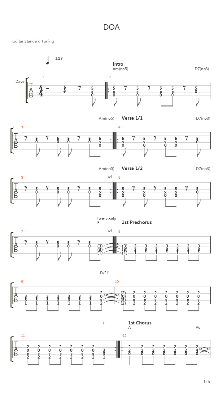Doa吉他谱