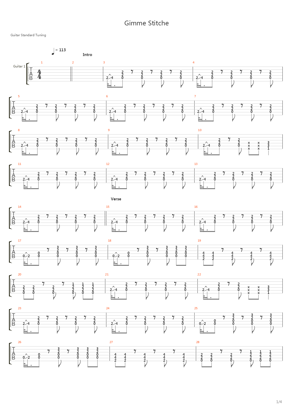 Gimme Stitches吉他谱