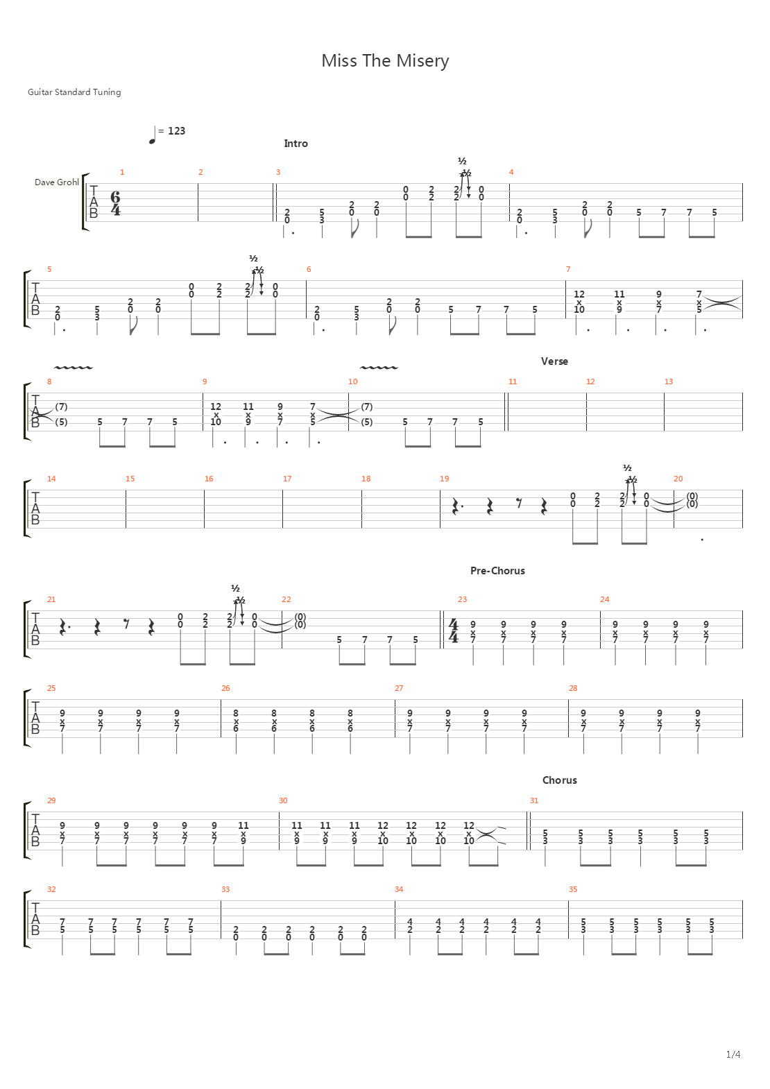 Miss The Misery吉他谱