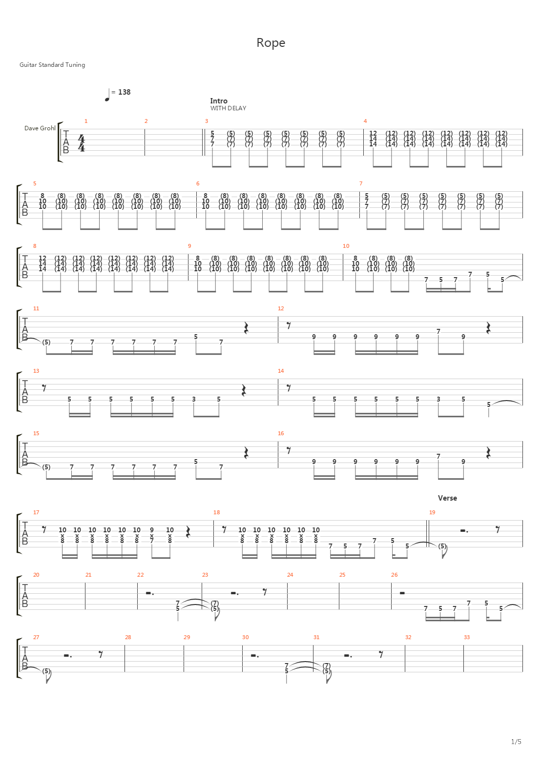 Rope吉他谱