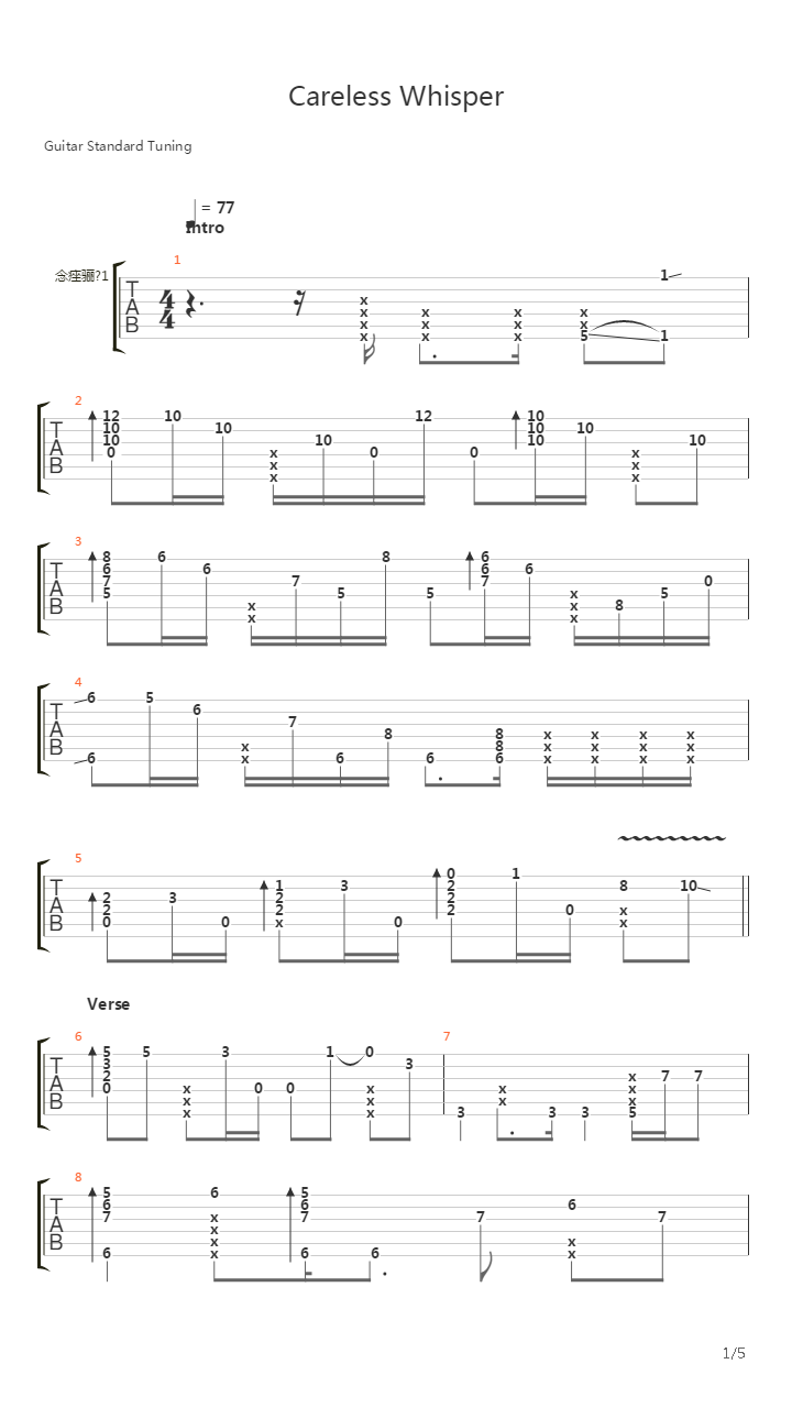 Careless Whisper吉他谱
