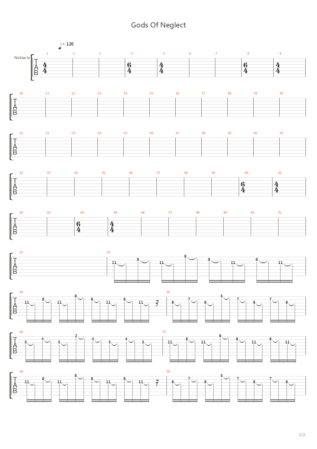 Gods Of Neglect吉他谱