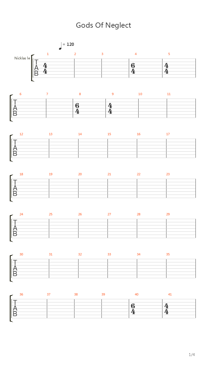 Gods Of Neglect吉他谱