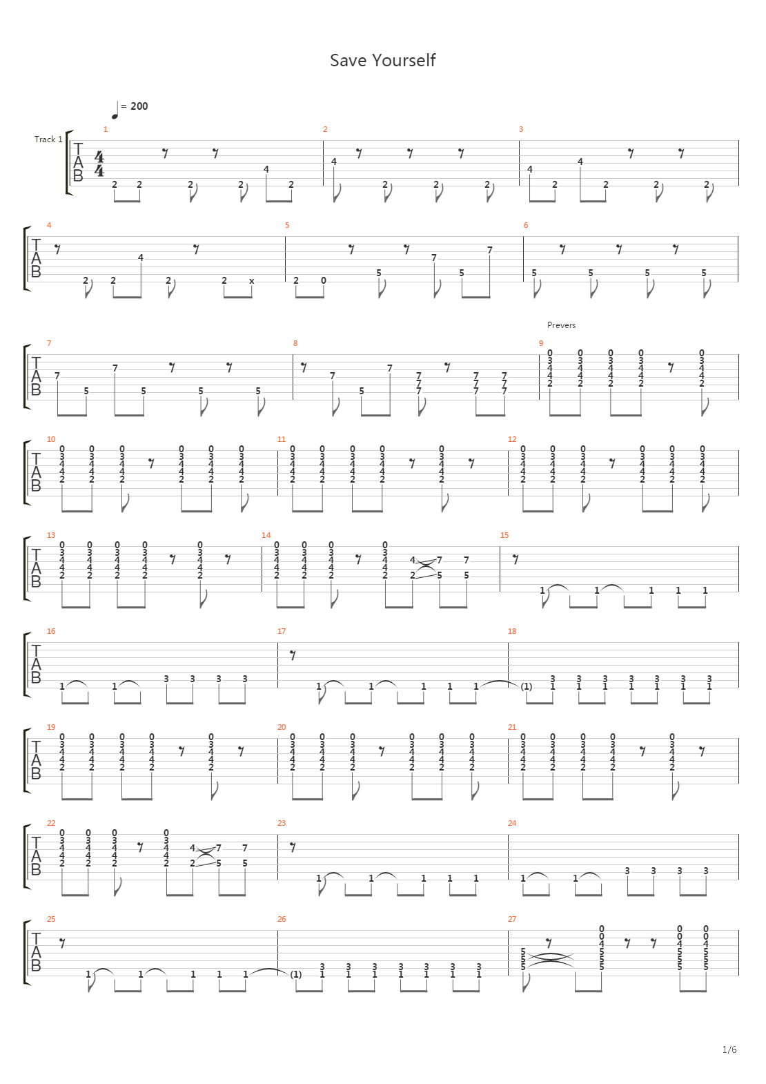 Save Yourself吉他谱